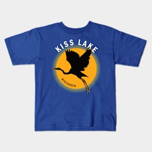 Kiss Lake in Wisconsin Heron Sunrise Kids T-Shirt